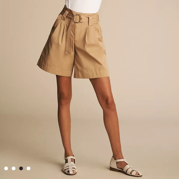 Maeve Anthropologie Paperbag Waist Wide Leg Longline O Ring Belt Shorts Size 2 - Picture 1 of 11